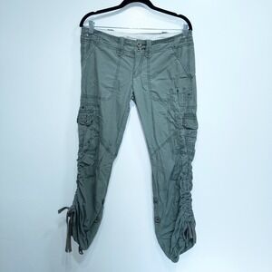 Y2K Abercrombie Sage Green Ruched‎ Side Cotton Cargo Pants Size Medium